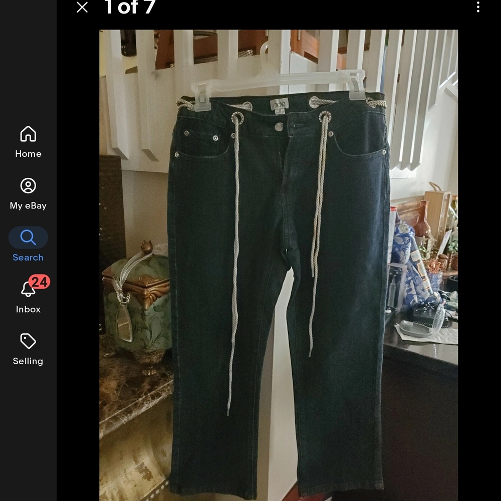 Cache Women's Dark Straight Pants with Rope Accents